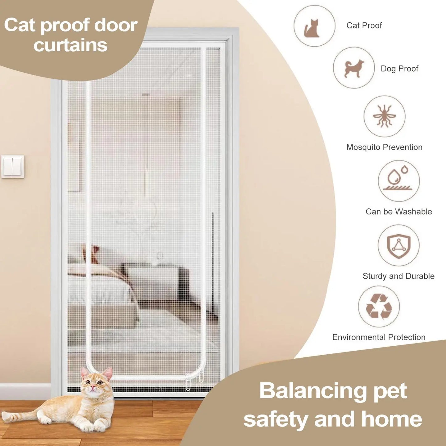 Zippered  Pet Screen Door 35.43X86.61in