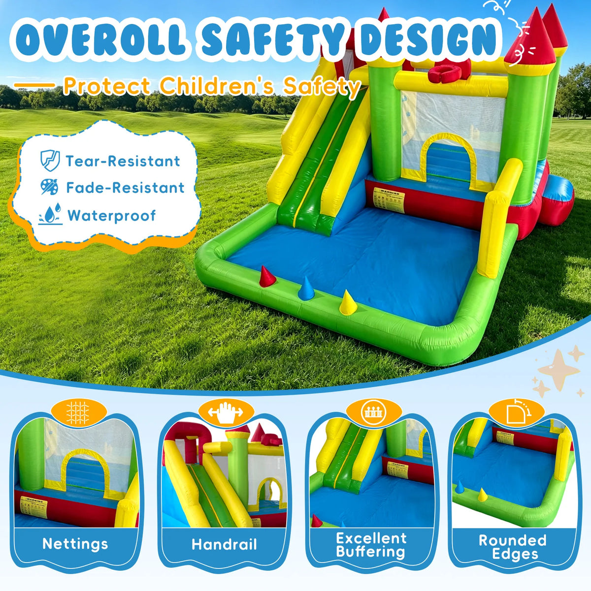 Inflatable Bouncy Castle Bounce House with Slide & Ball Pit Combo