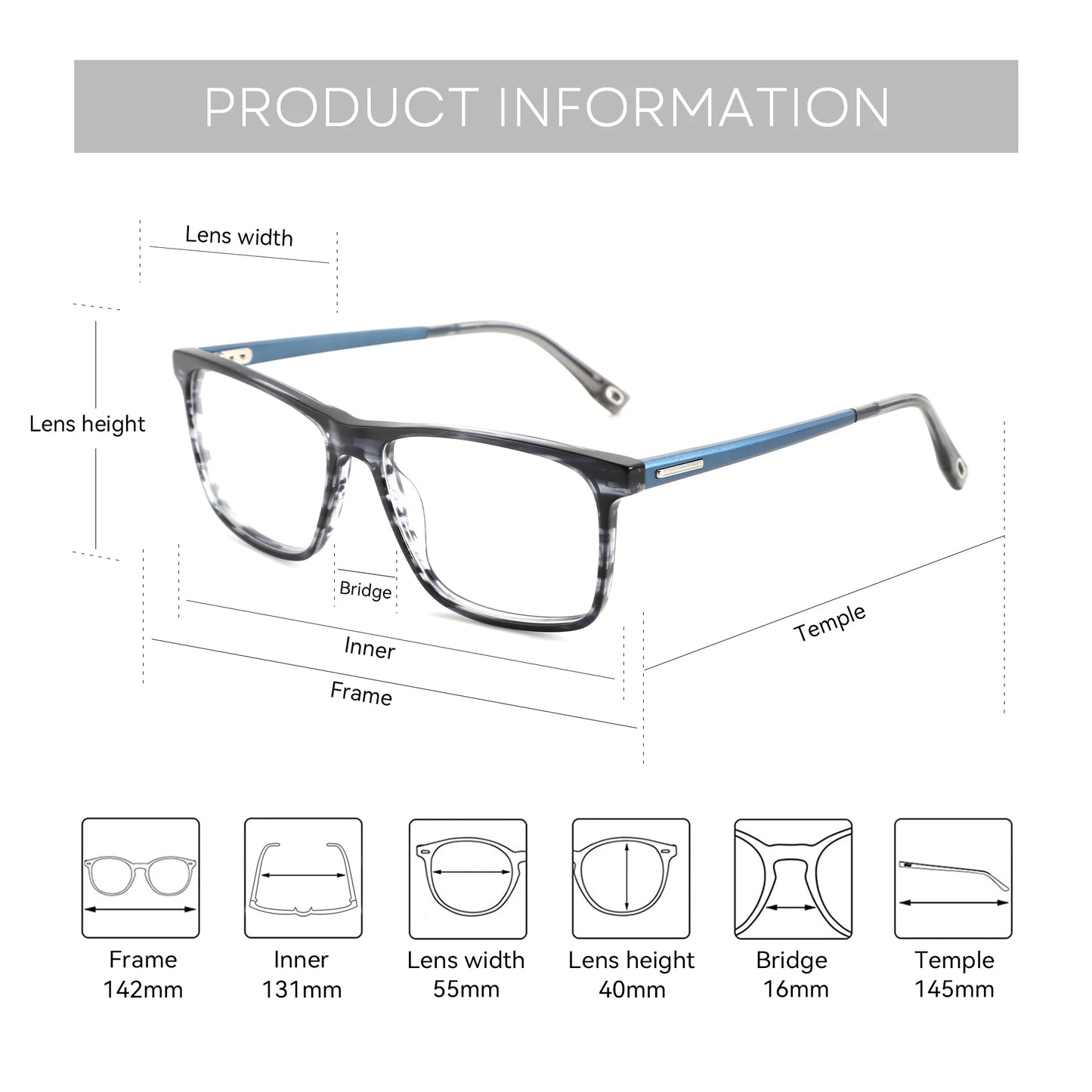 ZENOTTIC Japanese Style Square Glasses