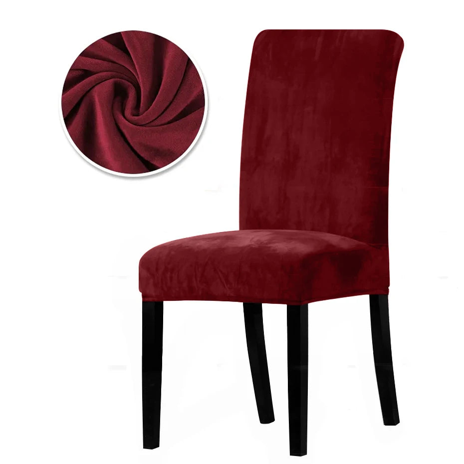 Luxurious Soft Velvet Stretch Chair Covers – Universal Slipcover Protector for Dining Room, Hotel & Office
