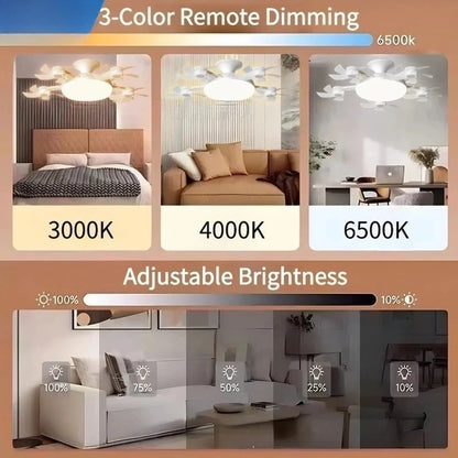 Modern Drone-Style LED Ceiling Fan Light with Remote Control & Dimmable Colors