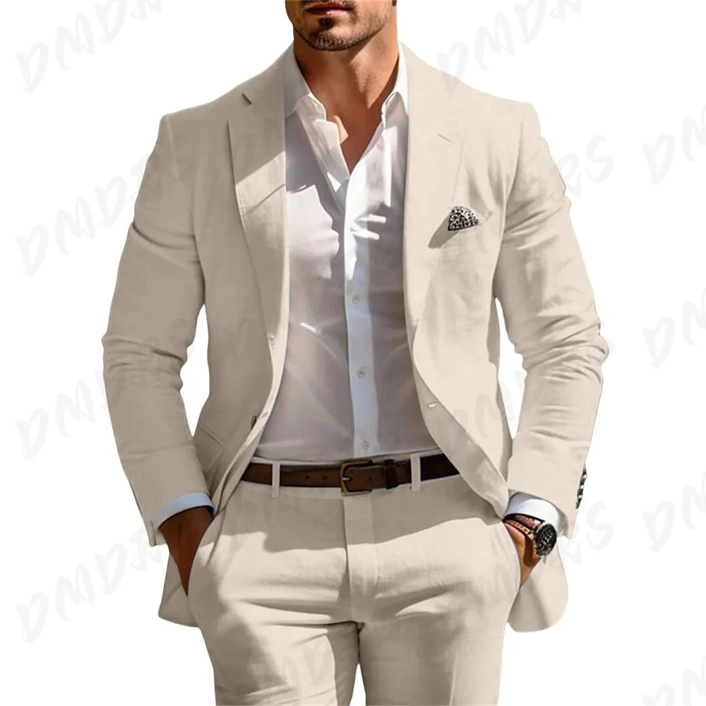 Men’s Formal Slim-Fit Suit Set – Premium Single-Breasted Wedding & Business Tuxedo