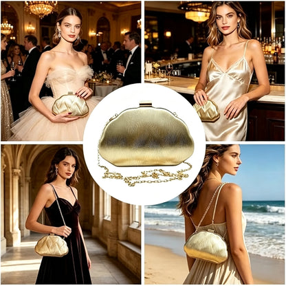Women's Cloud Shape Gold Evening Clutch Bag