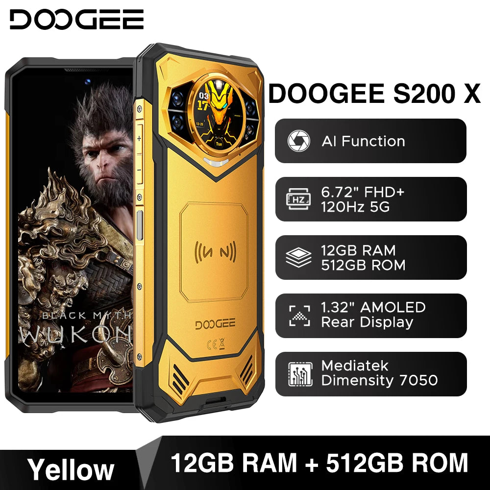 Global Version DOOGEE S200 X 5G Rugged 6.72" 7050 12GB+512GB AI Triple Camera Smartphone