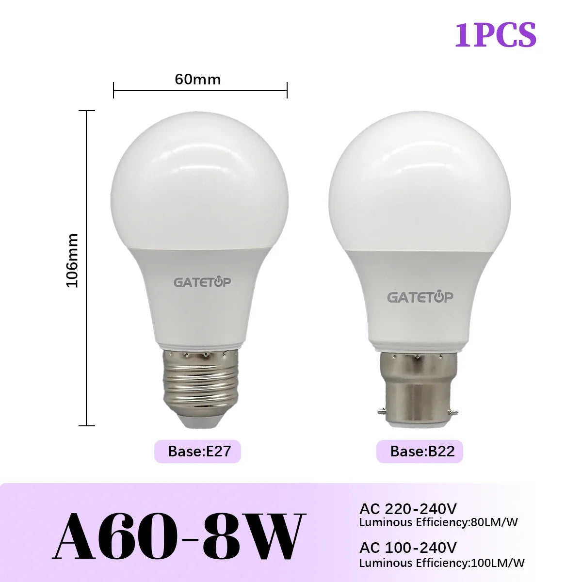 High-Efficiency Energy Saving LED Light Bulbs (E27 / B22 Base)