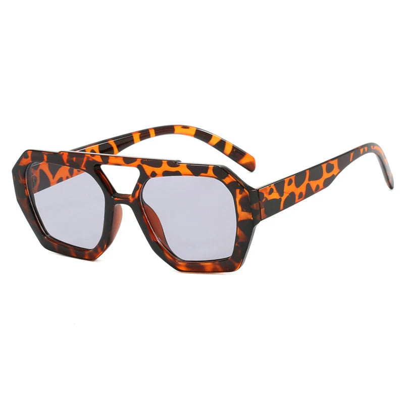 Thick Frame Double Bridge Polygon Sunglasses