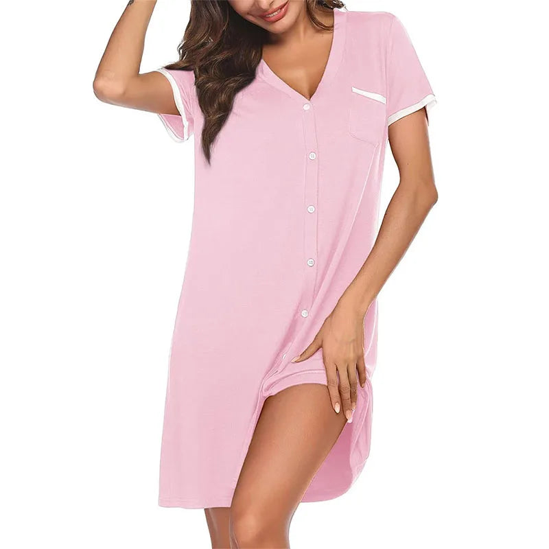 Women's Summer Casual Swing T-Shirt Dress - Loose Fit Beach Cover-Up Mini Dress with Pockets