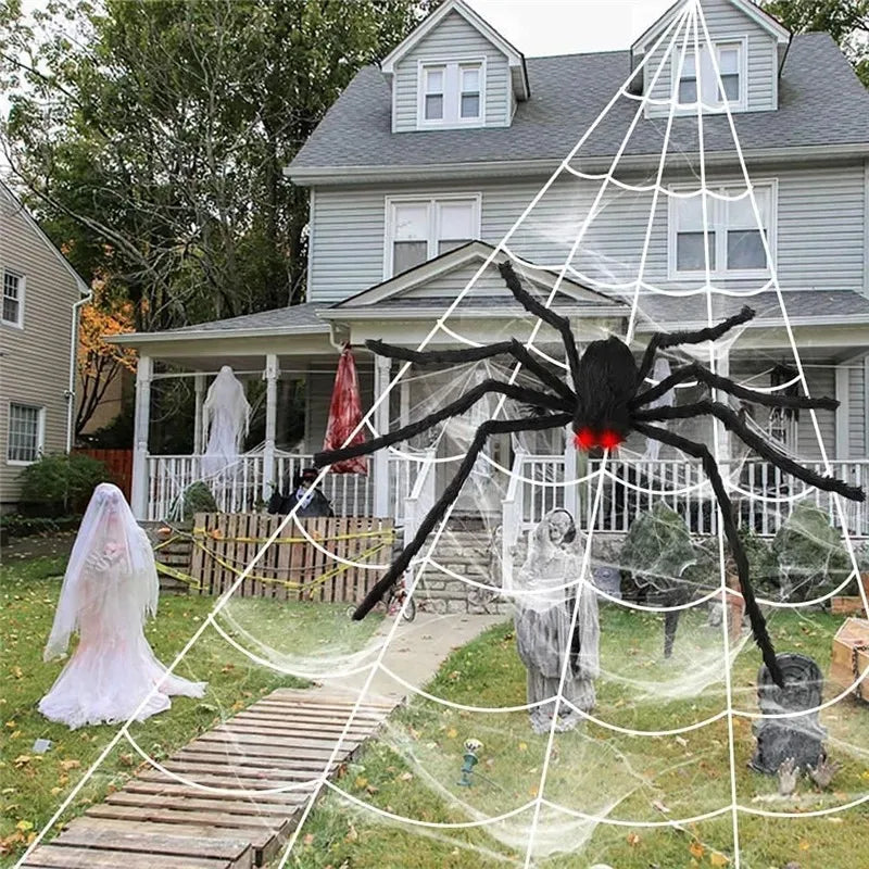 Giant Halloween Spider & Web Outdoor Decoration Set