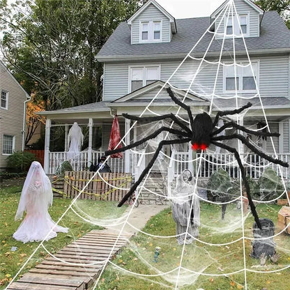 Giant Halloween Spider & Web Outdoor Decoration Set