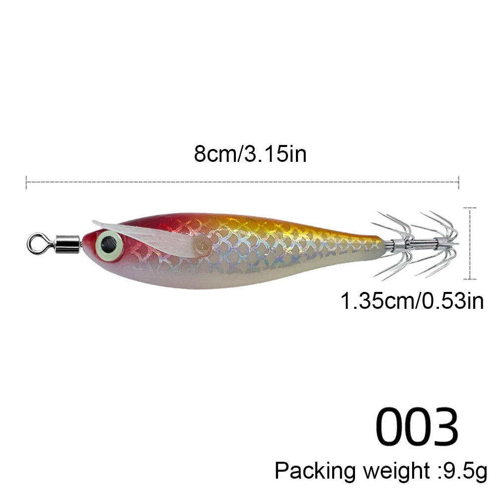Luminous 80mm Squid Jig Hook Fishing Lures (Artificial Hard Bait)