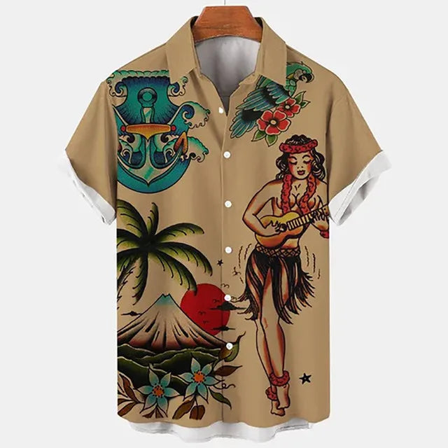 Vibrant Parrot Tropical Floral Print Shirt