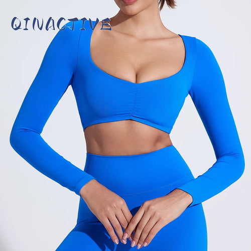 QINACTIVE Crop Top Long Sleeve Shirt