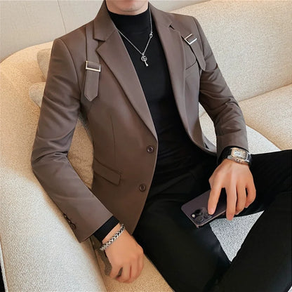 Men's Slim Fit Double-Vent Business Suit Jacket & Blazer