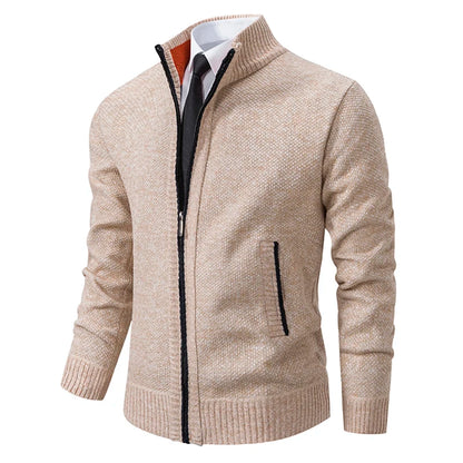 Men's Fleece Stand Collar Zip-Up Sweater Jacket