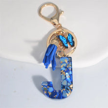 Blue Glazed Stone A To Z Letter Keychain