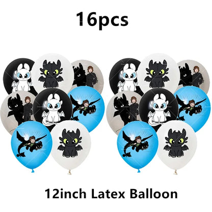 How to Train Your Dragon Party Decorations Set - Foil Balloons, Birthday Banner & Cake Toppers