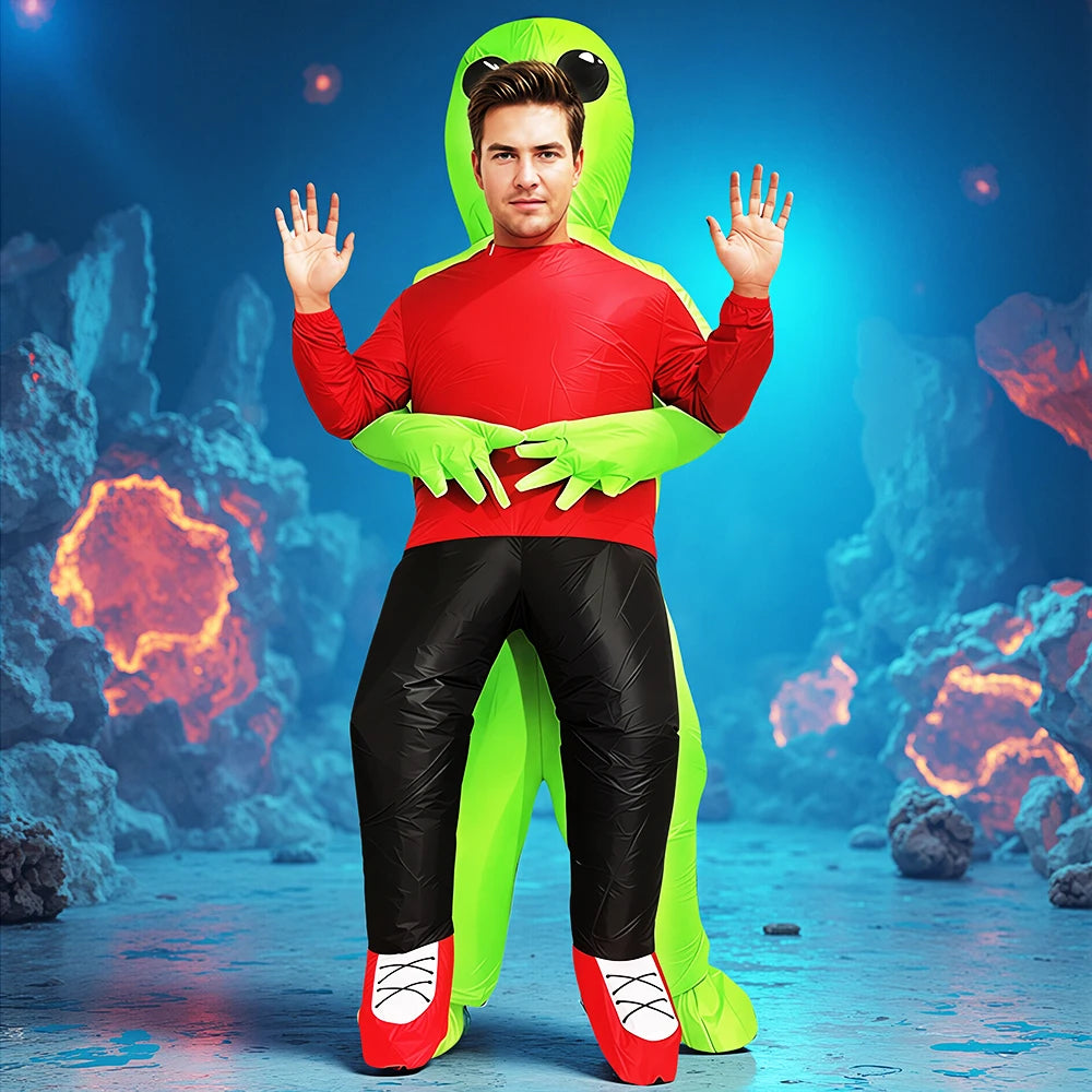 Fancy Funny Mascot Astronaut ET Inflatable Alien Costume Suit - Adult Blow-Up Outfit for Halloween, Purim & Cosplay