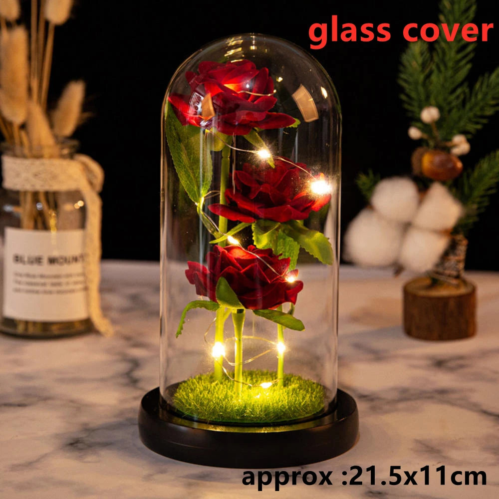 LED Galaxy Three Rose Artificial Flowers Gift without Battery