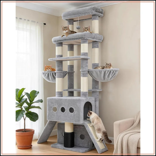 71.5" Multi-Level Cat Tree Tower with Extra Large Platform, Condos & Hammocks