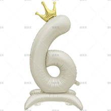 42" Colored Number Stand Foil Balloons with Crown Figures