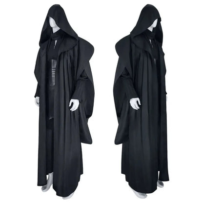 Men's Darth Maul Cosplay Costume Full Set - Black Hooded Robe Tunic Uniform