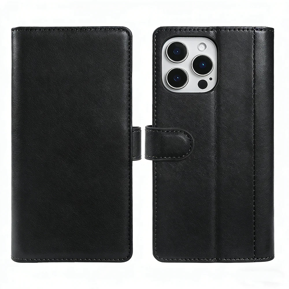 Genuine Leather Flip Wallet Phone Case for iPhone