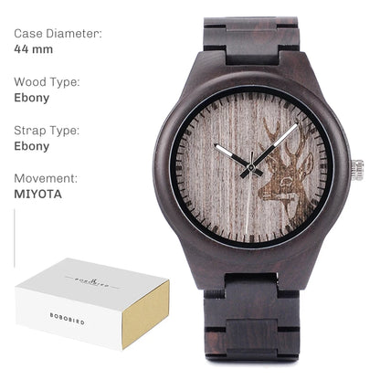 BOBO BIRD Natural Handcrafted Wooden Lightweight Quartz Wristwatch