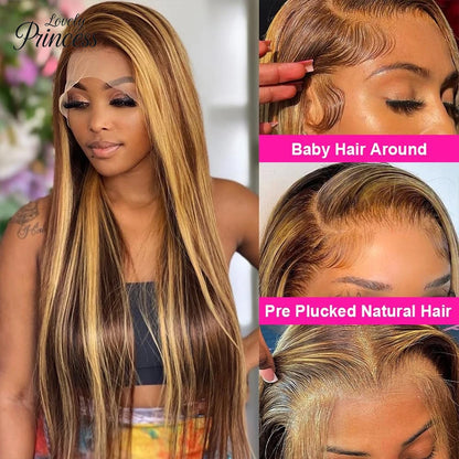 Highlight 13x4 Straight Lace Frontal Human Hair Wig