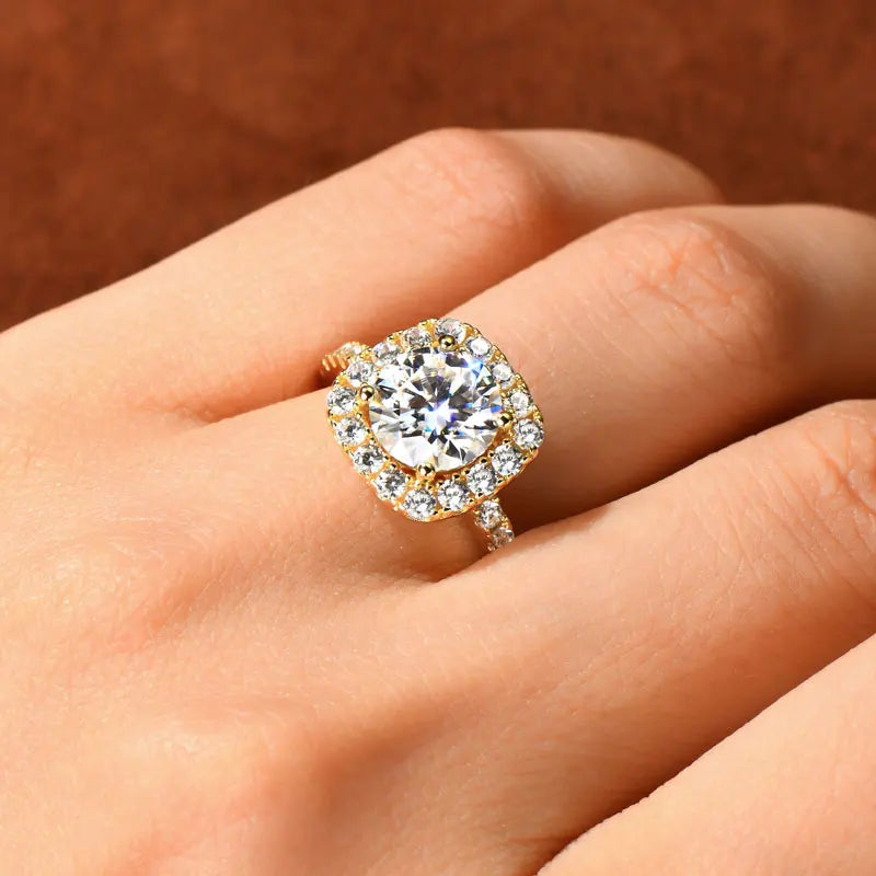 8mm 2ct Moissanite Halo Ring Certified 925 Sterling Silver