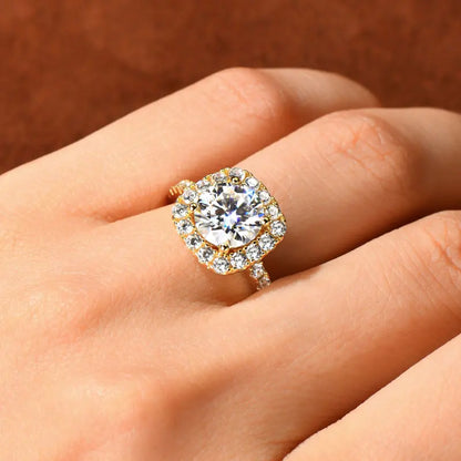 8mm 2ct Moissanite Halo Ring Certified 925 Sterling Silver