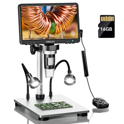 TOMLOV DM9 7" LCD Digital Microscope – 1200X 1080P Coin & Soldering Magnifier
