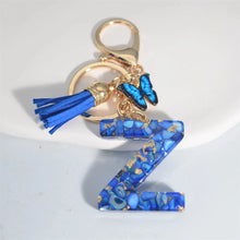 Blue Glazed Stone A To Z Letter Keychain