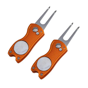Foldable Golf Divot Repair Tool with Golf Ball Groove Cleaner