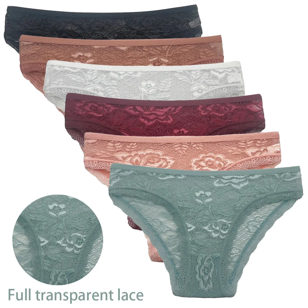 Women's 5-Pack Lace Trim Cotton Seamless Briefs Underwear