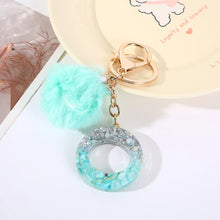 Letter Key Pendant With Green Fluffy Pompom