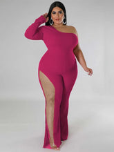 One Piece One Shoulder Single Sleeve Long Wide Foot Jumpsuit