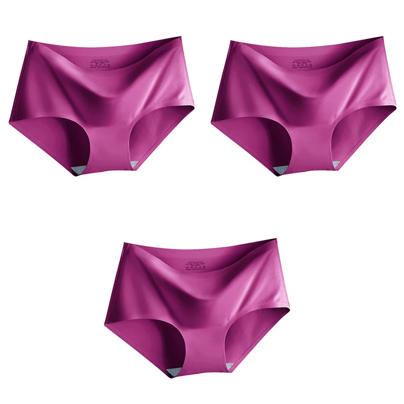 Women's Ice Silk Seamless Panties (3-Pack) – Mid-Waist Invisible Briefs