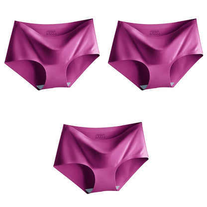 Women's Ice Silk Seamless Panties (3-Pack) – Mid-Waist Invisible Briefs
