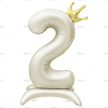 42" Colored Number Stand Foil Balloons with Crown Figures