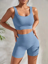 Seamless Ribbed 2Pces Crop Tank and High Waist Shorts