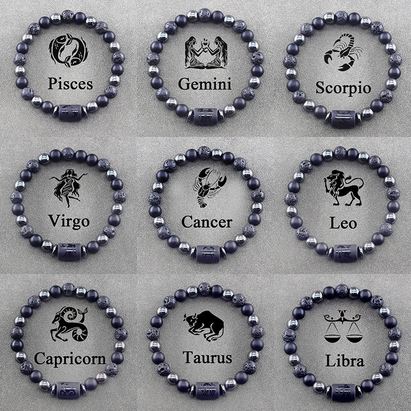 12 Zodiac Sign Constellation Beaded Charm Bracelet
