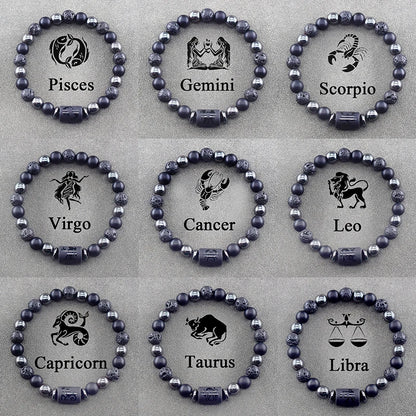 12 Zodiac Sign Constellation Beaded Charm Bracelet