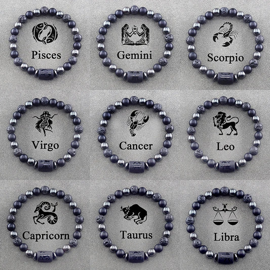 12 Zodiac Sign Constellation Beaded Charm Bracelet