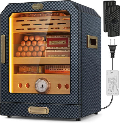 Lighted Control Magnetic Door with Cigar Accessory Drawer and 2 Humidifiers