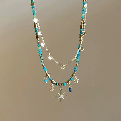 2Pcs Bohemian Style Stone Necklace