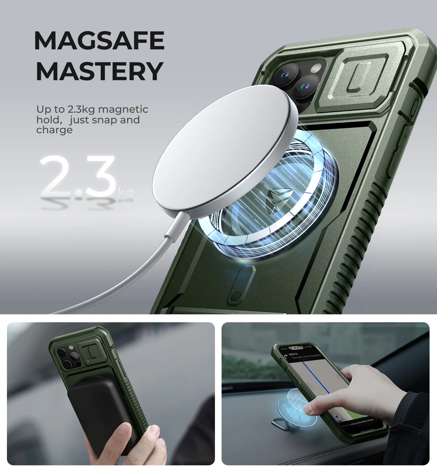 Heavy-Duty Rugged Armor Case with Kickstand & Camera Cover for iPhone