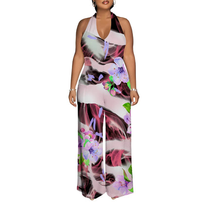 Retro Polka Dot Halter Jumpsuit