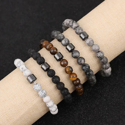 Magnetic Tiger Eye Lava Map Shimmer Malachite Stone Bracelet
