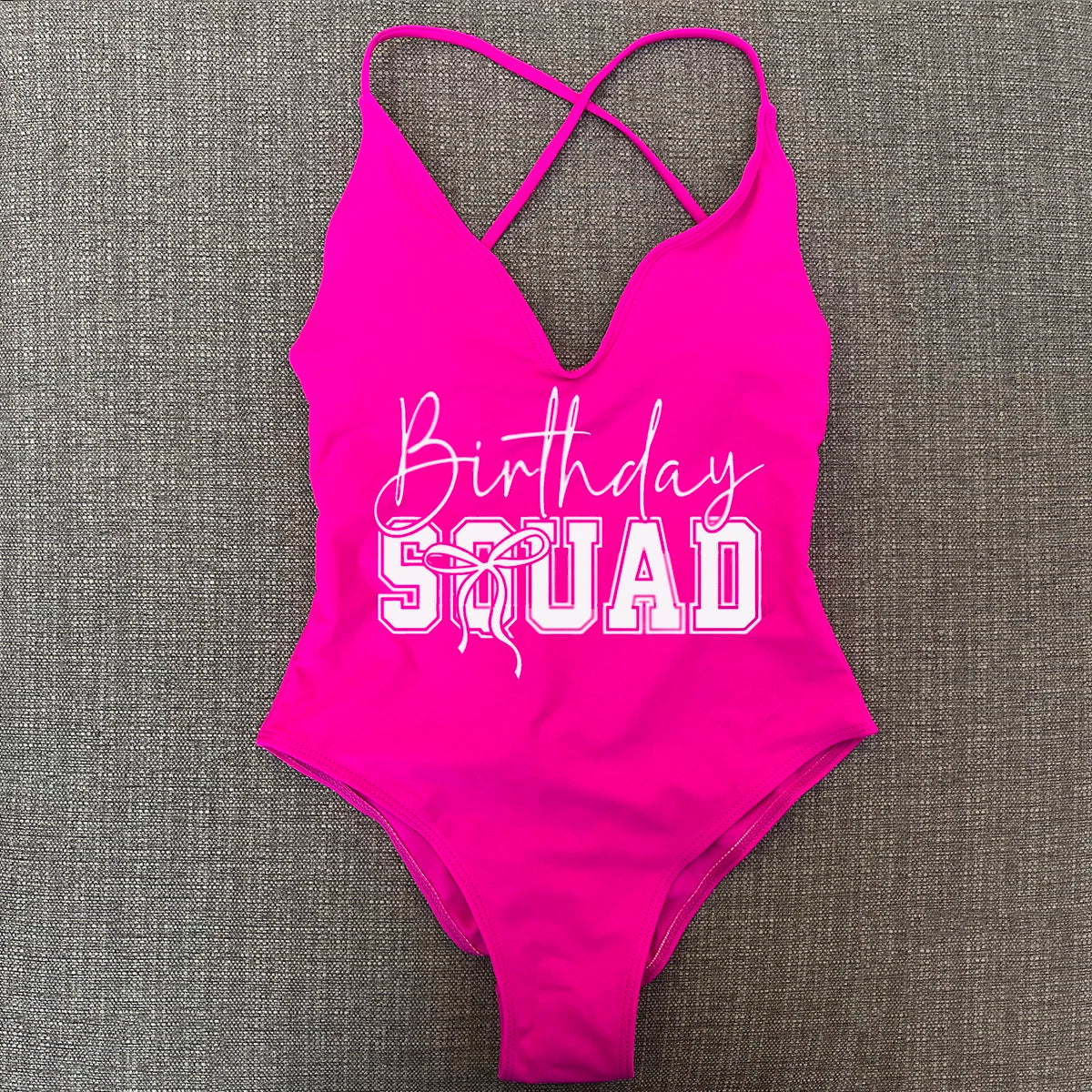 Padded One Piece Swimsuit Birthday Bathing Suit