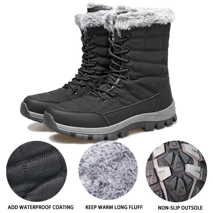 PUAMSS Men's Outdoor Winter Fleece-Lined Canvas Boots